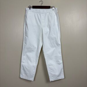 Land's End Pants‎ Womens 10 White Pull On Mid Rise Cropped Straight Leg Stretch